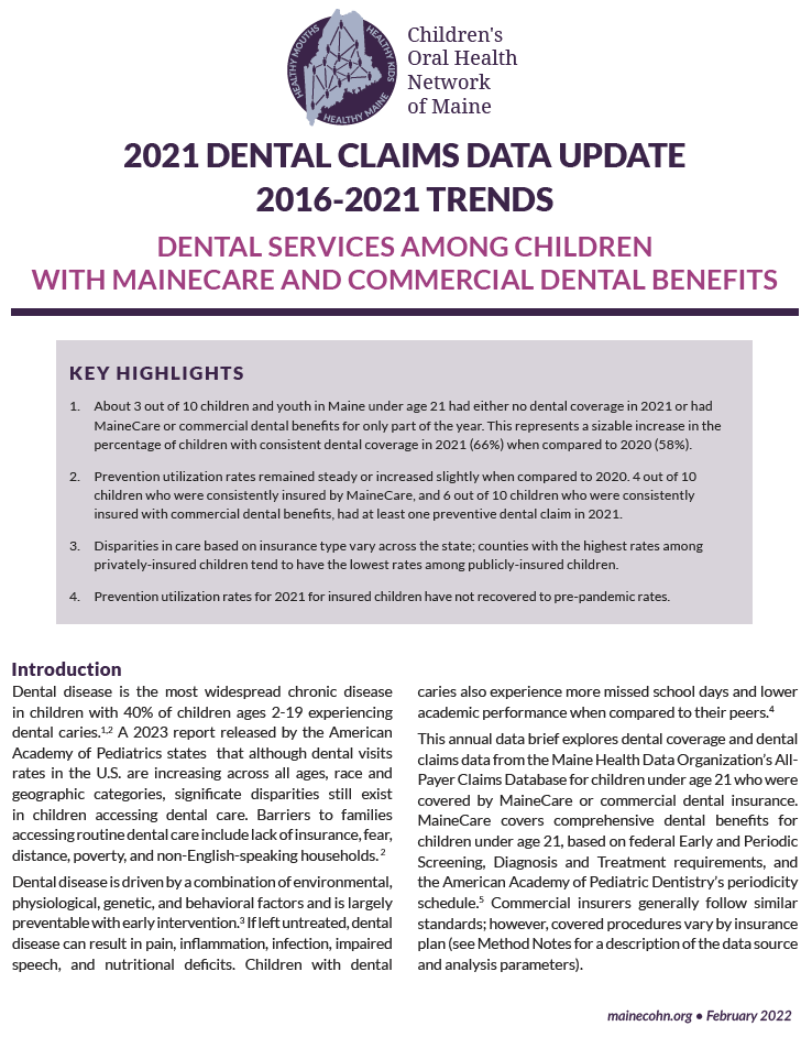 2021 Dental Claims Data Update